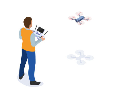 Drone Pilot Flying Drone In Construction Zone