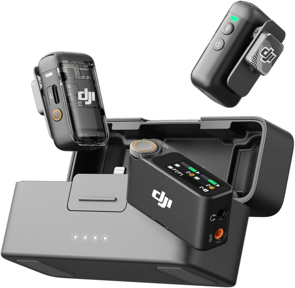 DJI Mic 2 Wireless Lavalier Microphone, Noise Cancelling, 48kHz 32-bit Float Internal Recording, 820 ft.(250m) Range, 18H Battery with Charging Case,...