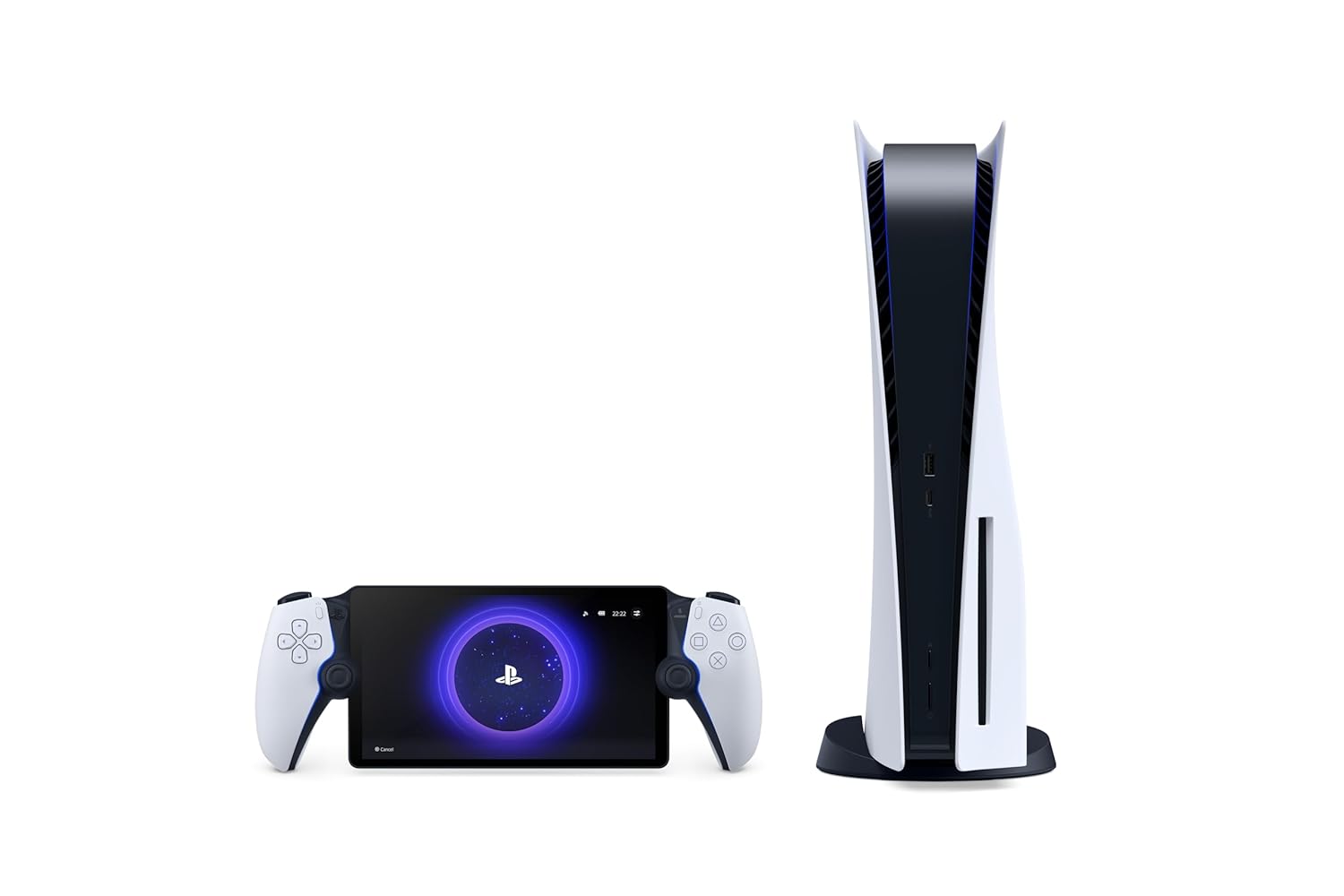 PS5 PlayStation 5 next to PlayStation Portal